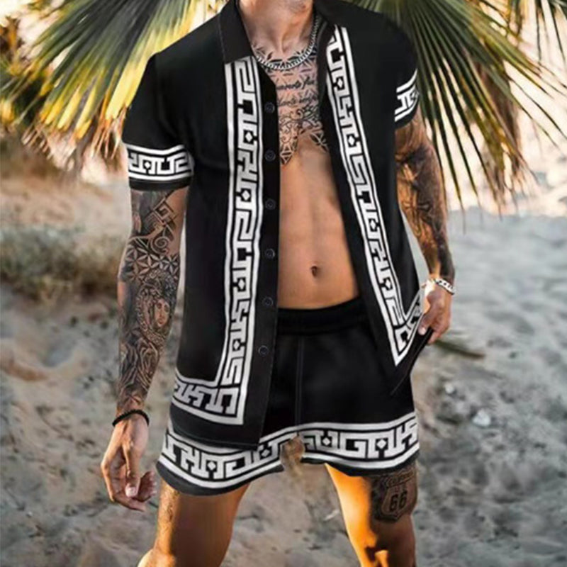 Macymars™ Men's Flower Shirt Hawaiian Sets Casual Button Down Short Sleeve Shirt and Shorts