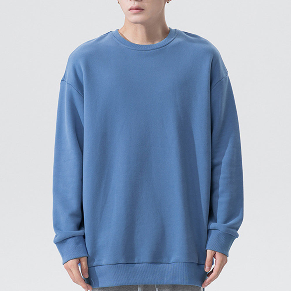 Macymars™ Men's Long Sleeve Round Neck Pullover Solid Color Sweatshirt