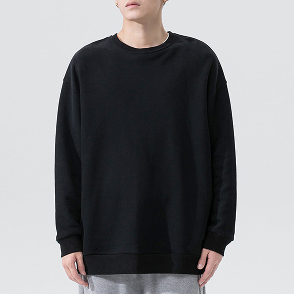 Macymars™ Men's Long Sleeve Round Neck Pullover Solid Color Sweatshirt