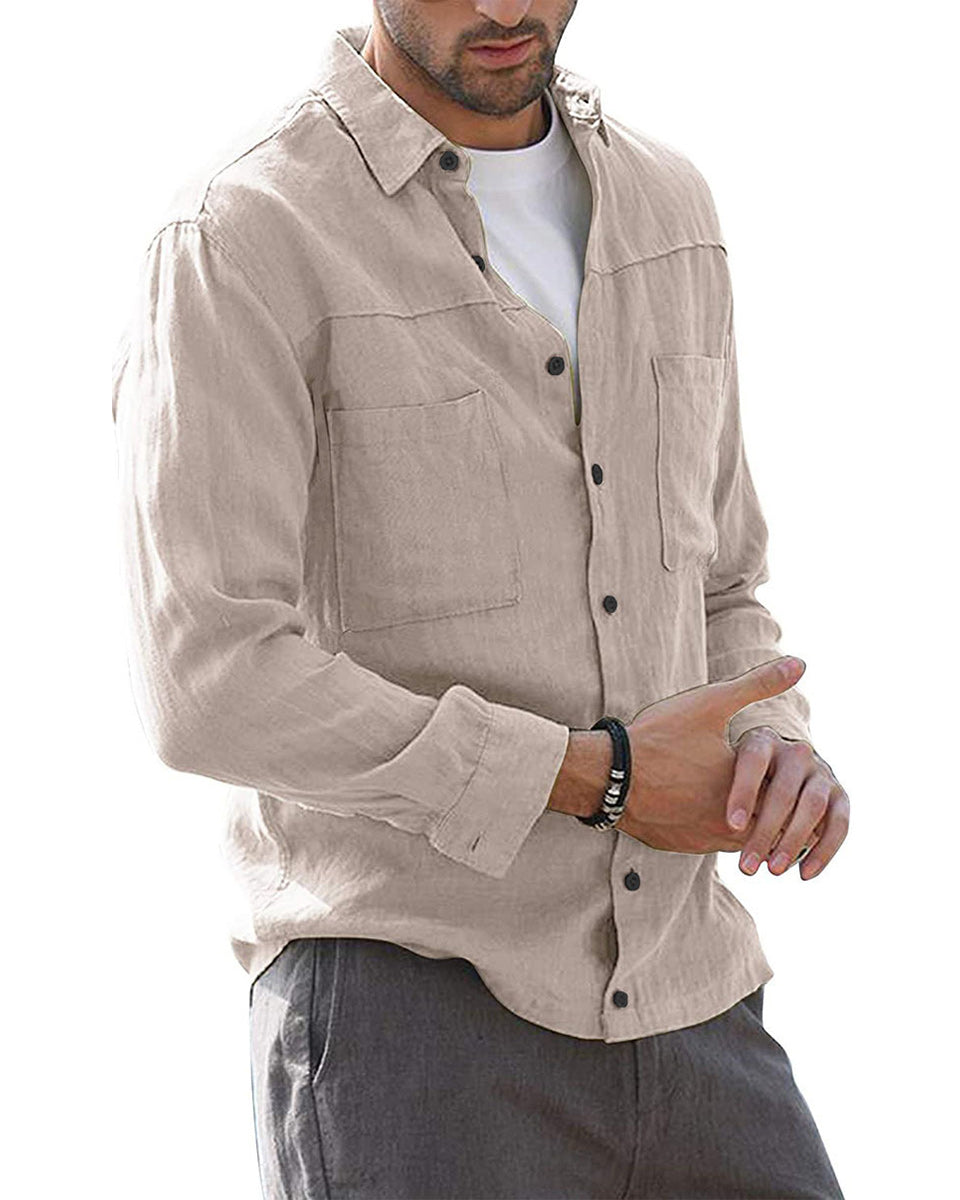 Macymars™ Men's Casual Solid Color Long Sleeve Lapel Shirts