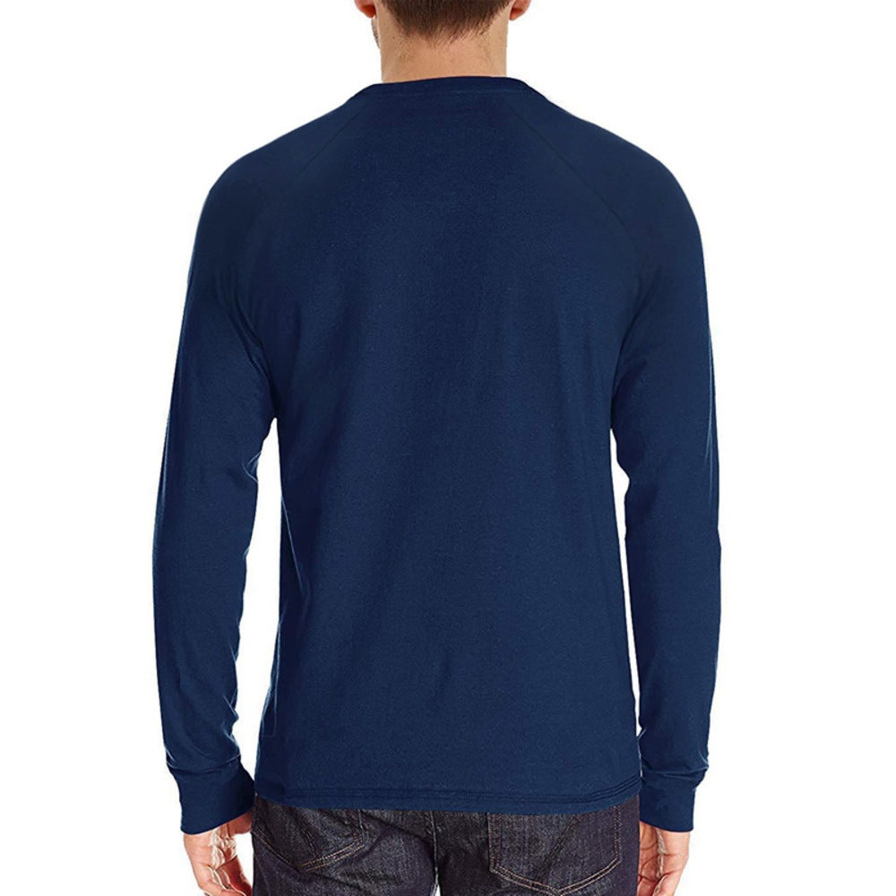 Macymars™ Men's Henley Long Sleeve Crewneck T-Shirts