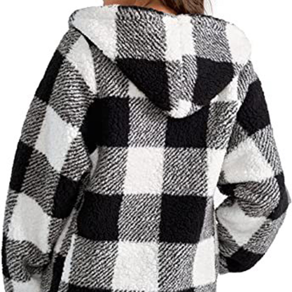 Macymars™ Women's Hoodie Plaid Loose Overcoat