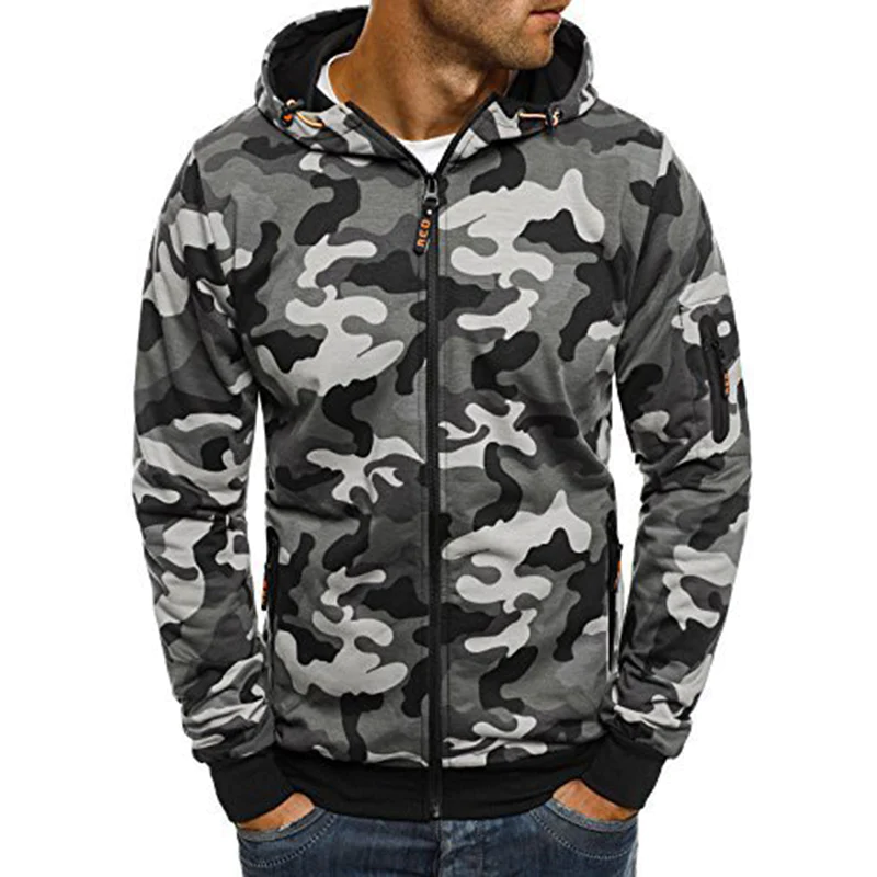 Macymars™ Mens Camouflage Hooded  Zip Up Jacket Sweatshirt