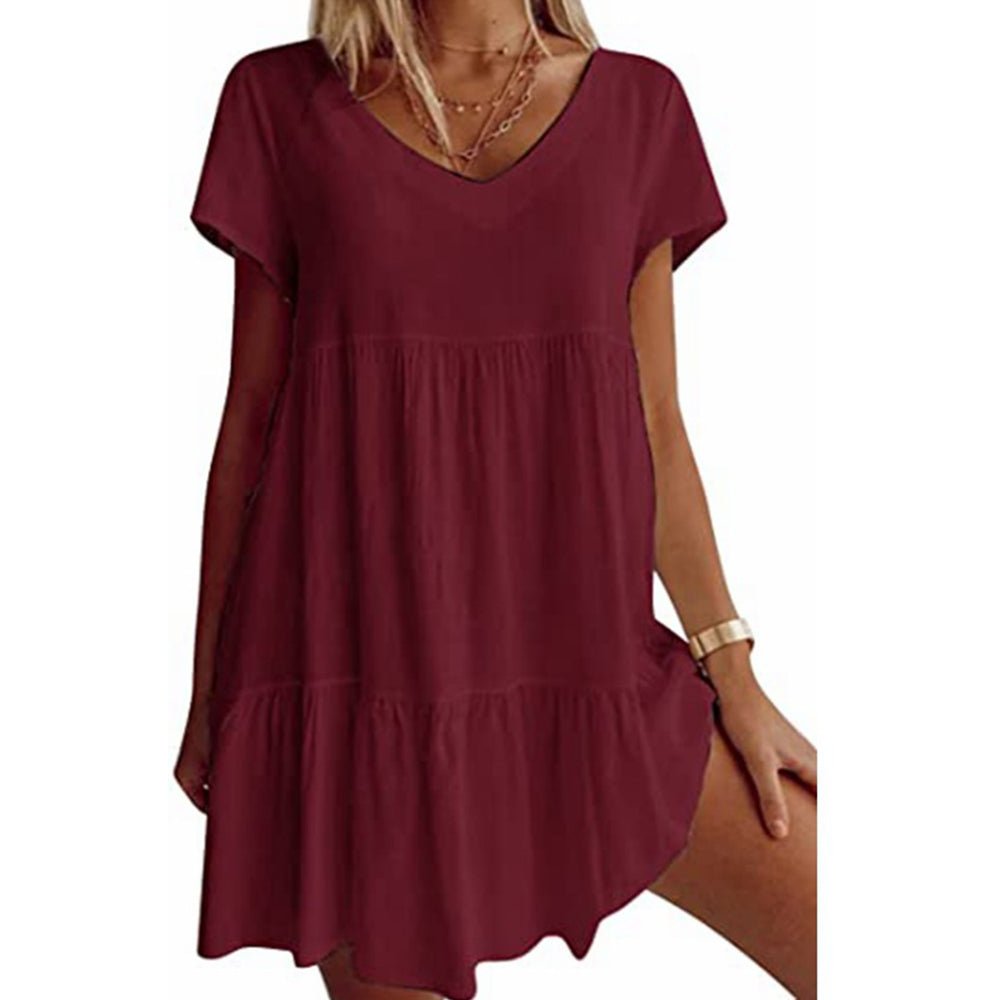 Macymars™  Women's V-Neck Casual Loose Flowy Swing Dress