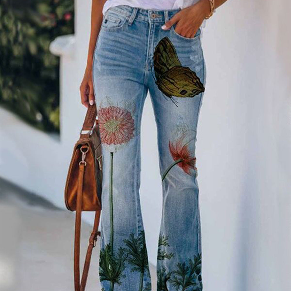 Macymars™ Women's Casual Print Flare Jeans Pants