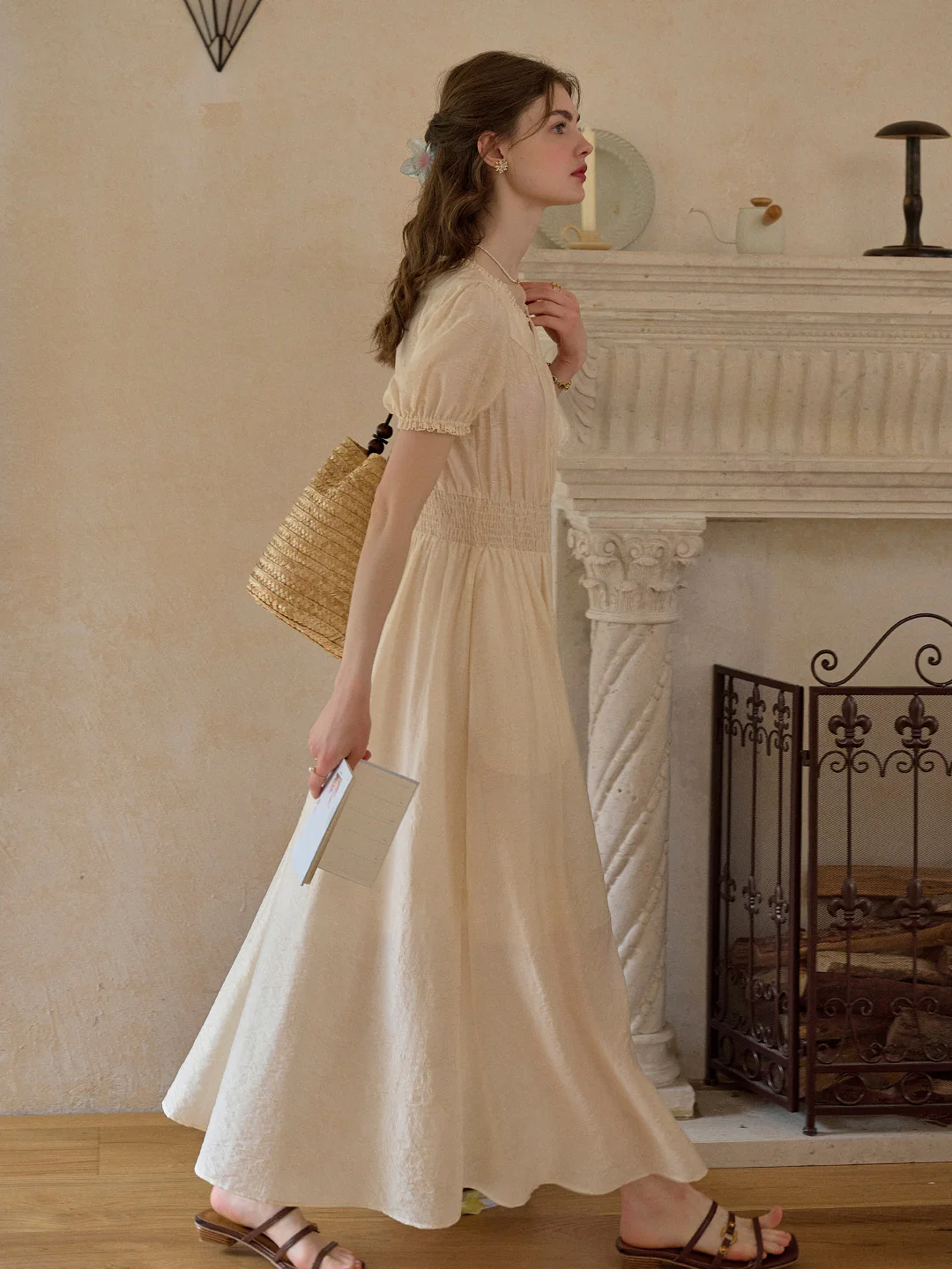 V-Neck Jacquard Lyocell Dress