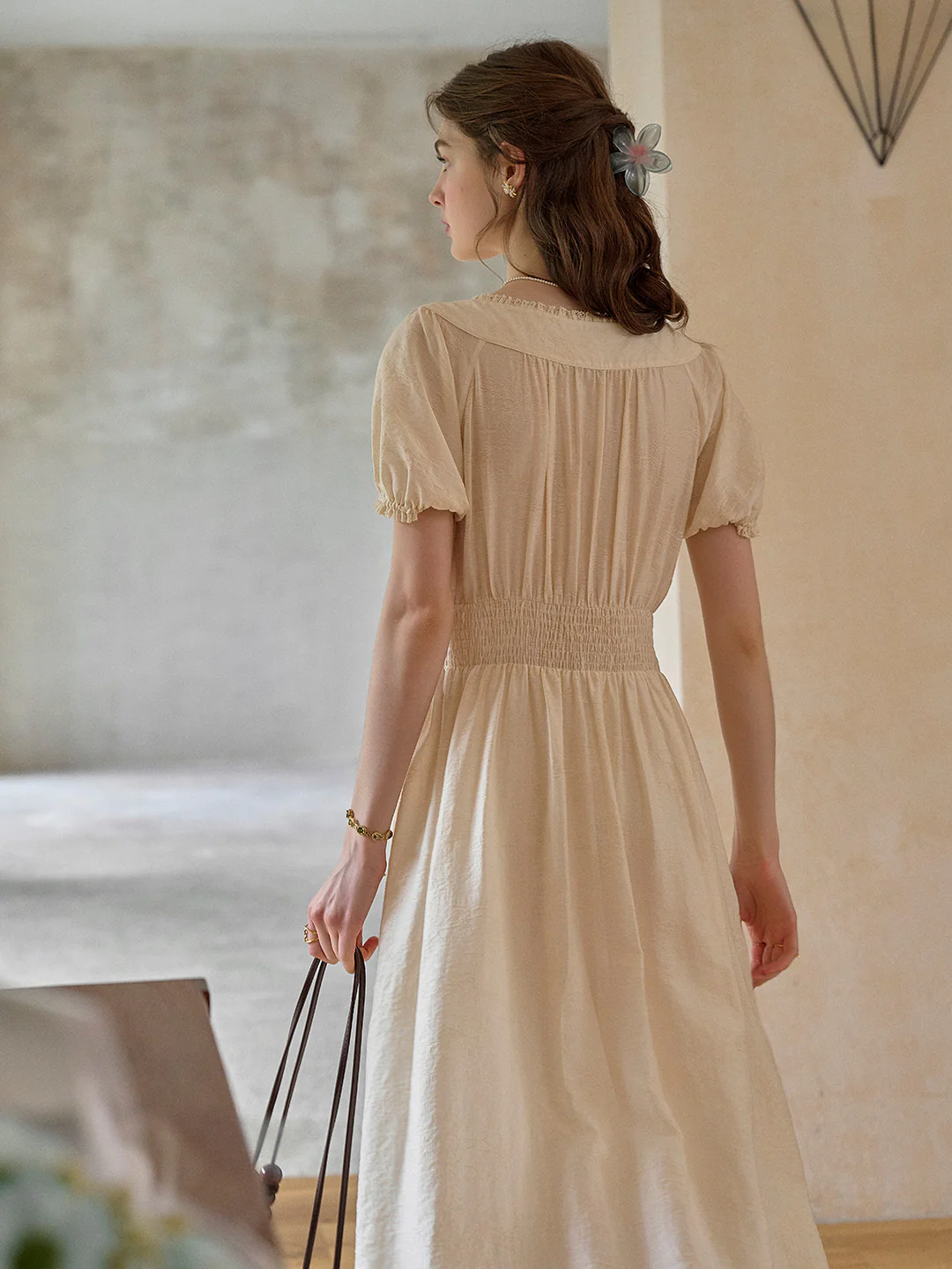 V-Neck Jacquard Lyocell Dress