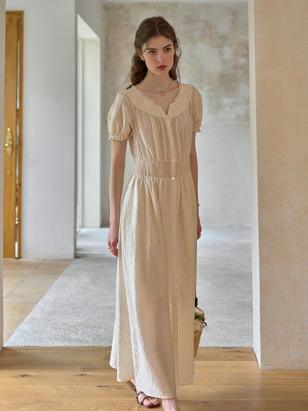 V-Neck Jacquard Lyocell Dress