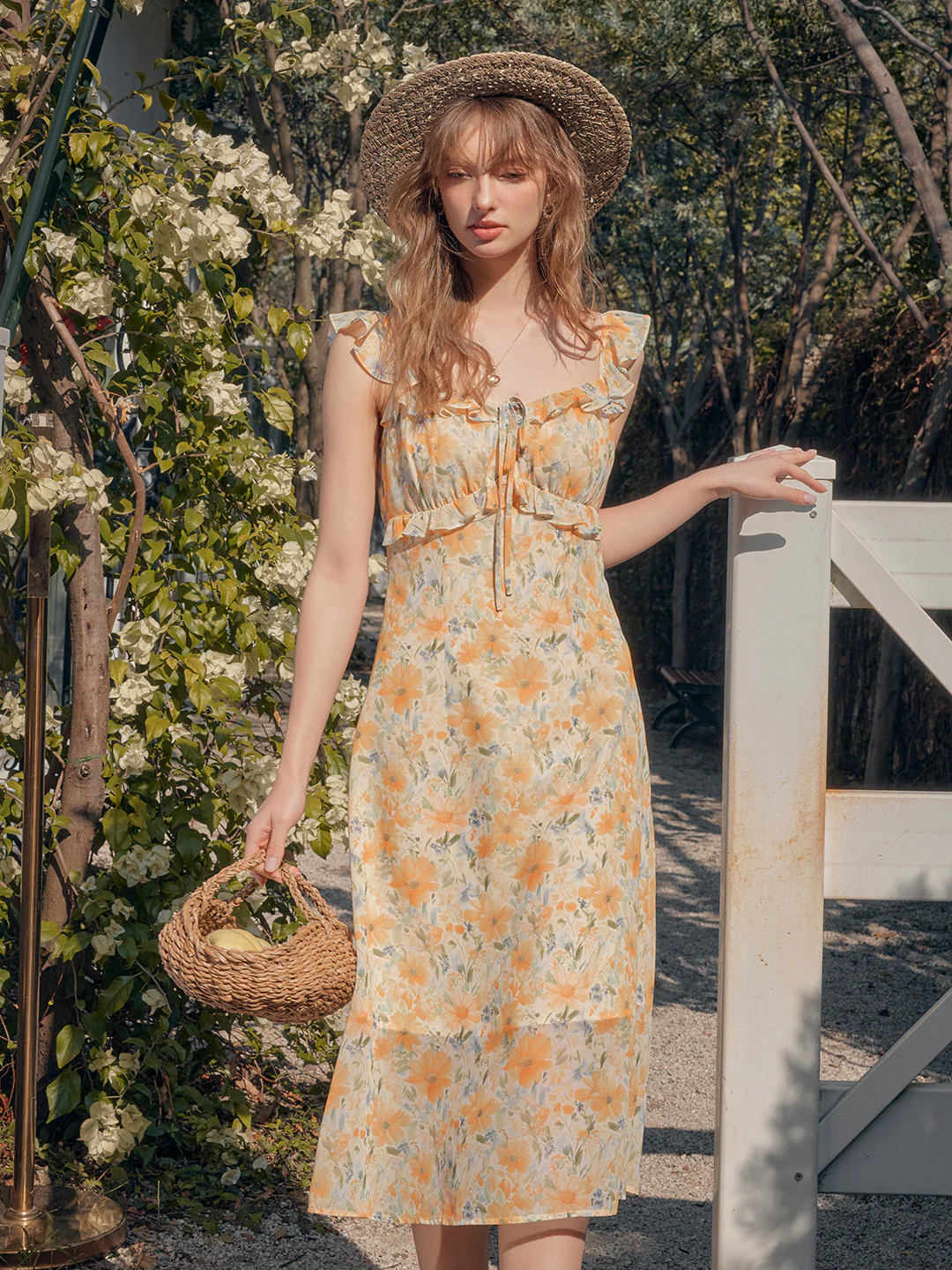 Square Neck Ruffle Sleeve Dress