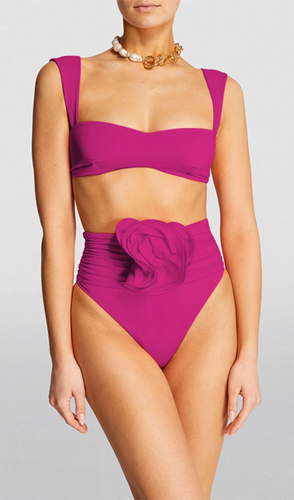 Rose Embellished Bikini Suit In Pink