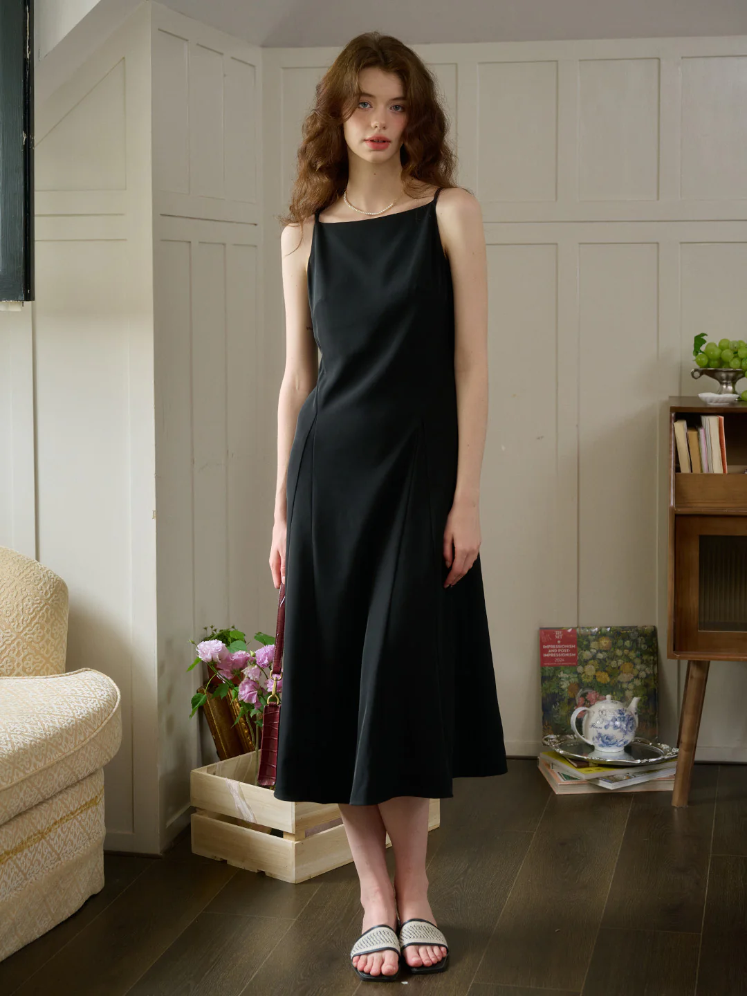 Elegant Square Neck A-Line Sling Dress