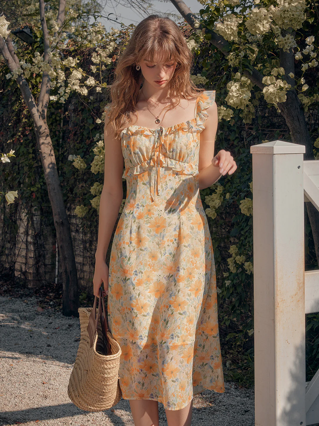 Square Neck Ruffle Sleeve Dress