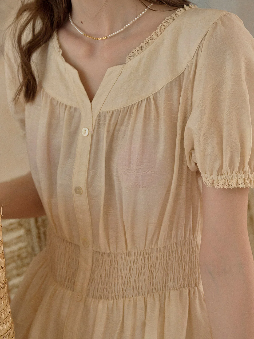 V-Neck Jacquard Lyocell Dress