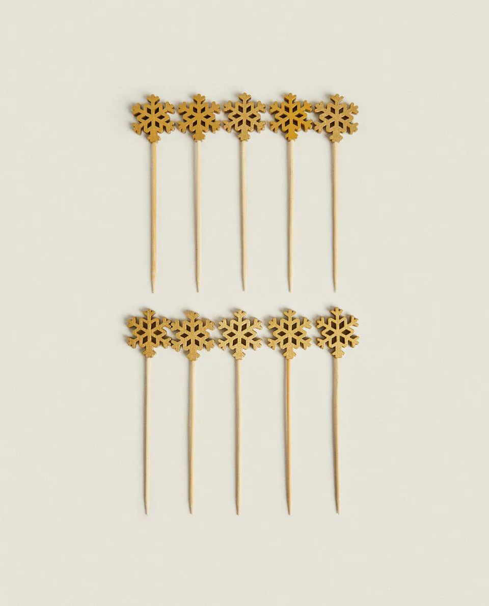PACK OF CHRISTMAS SNOWFLAKES COCKTAIL PICKS (PACK OF 10)