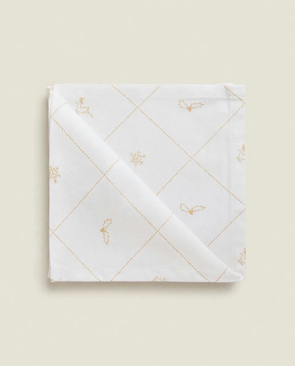 PACK OF CHRISTMAS SNOW COTTON NAPKINS (PACK OF 2)