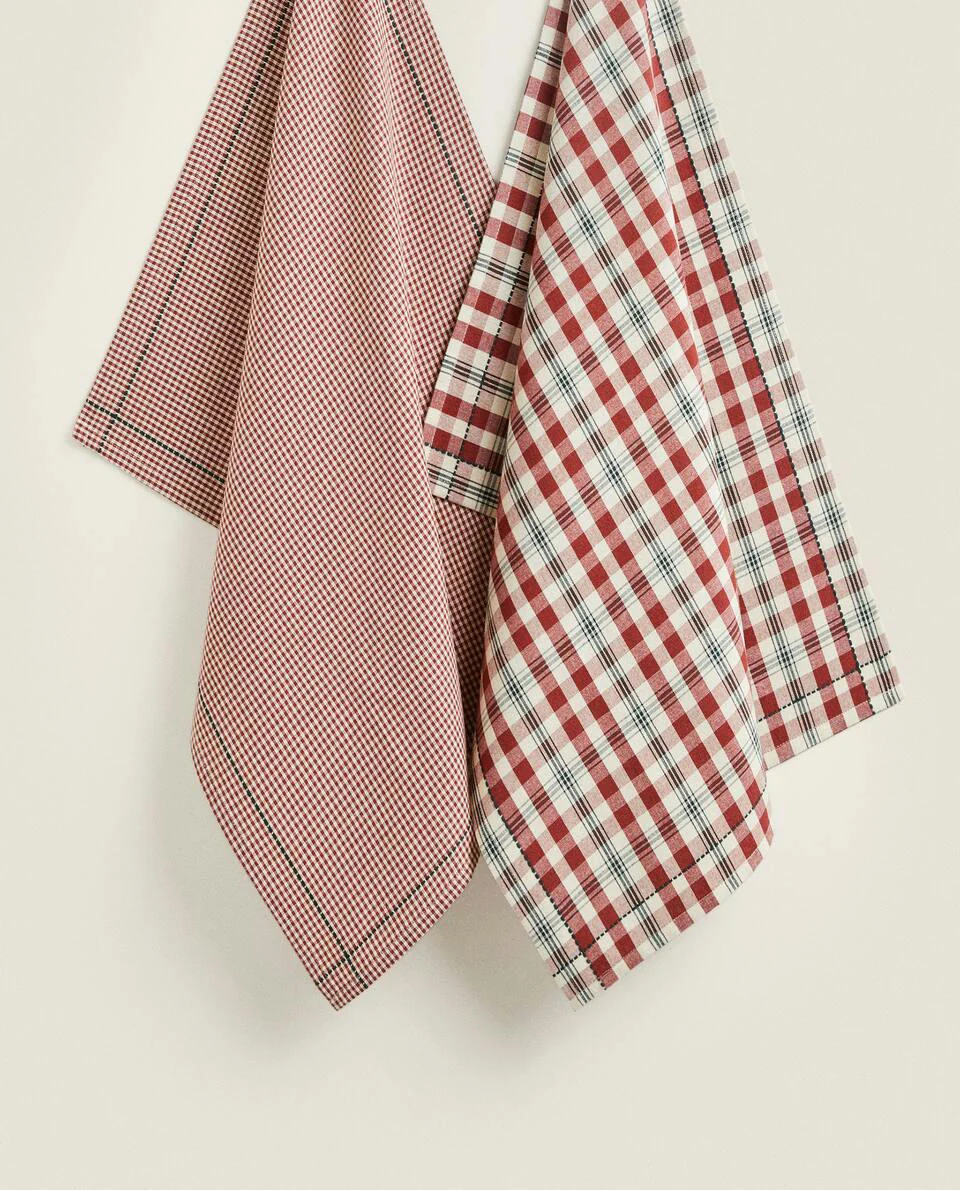 CHECK COTTON TEA TOWELS (PACK OF 2)