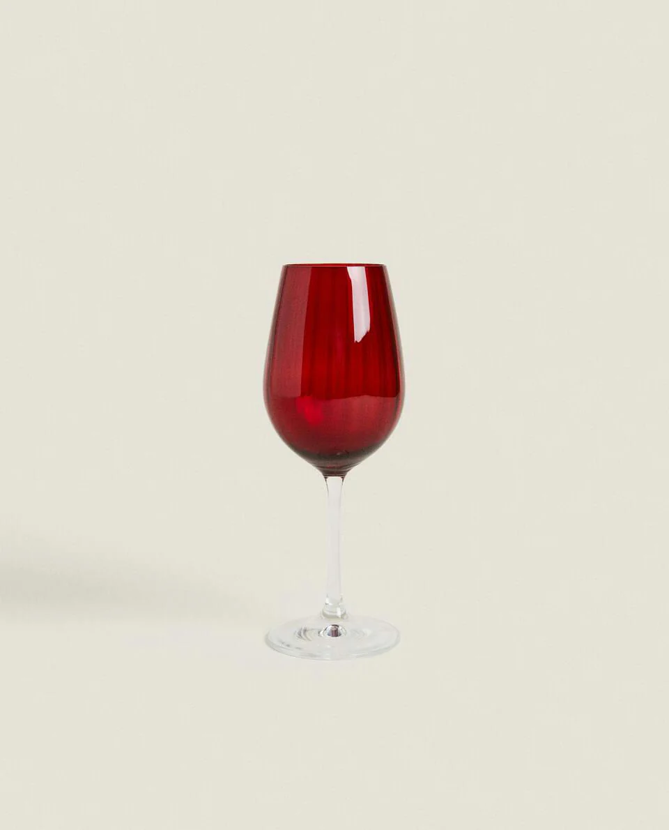 CHRISTMAS CRYSTALLINE COLOURED FLUTE GLASS