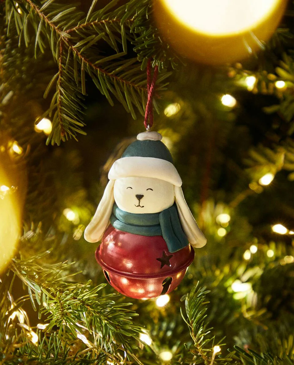 BUNNY-SHAPED CHRISTMAS DECORATION WITH SLEIGH BELL