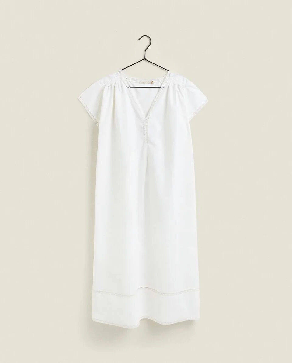 COTTON POPLIN NIGHTDRESS