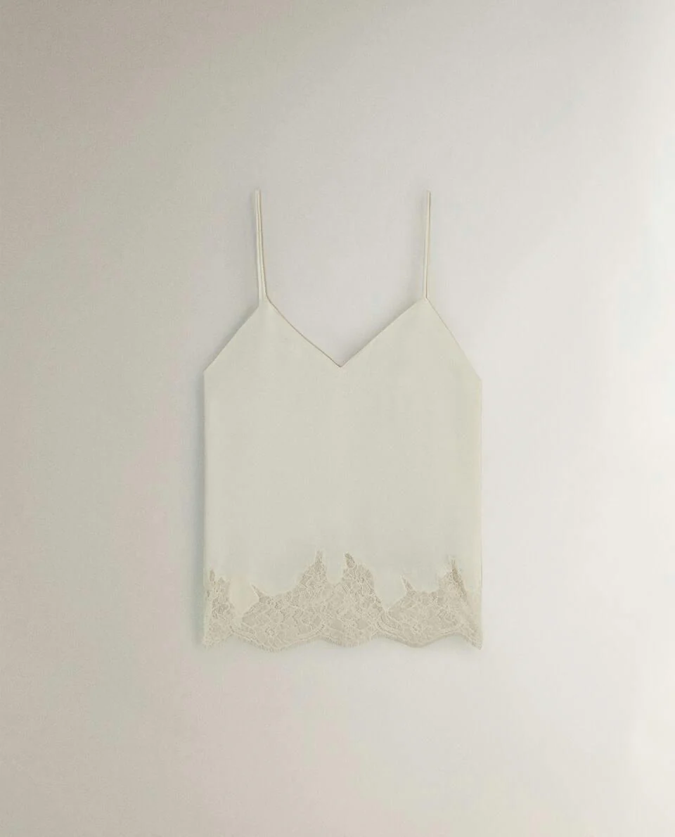 SATIN TOP WITH BLONDE LACE