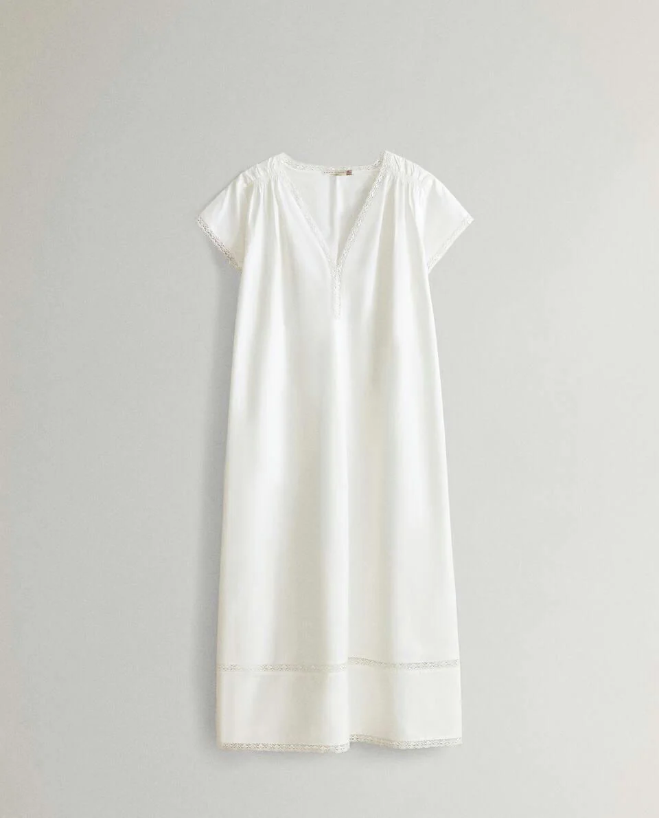 COTTON POPLIN NIGHTDRESS