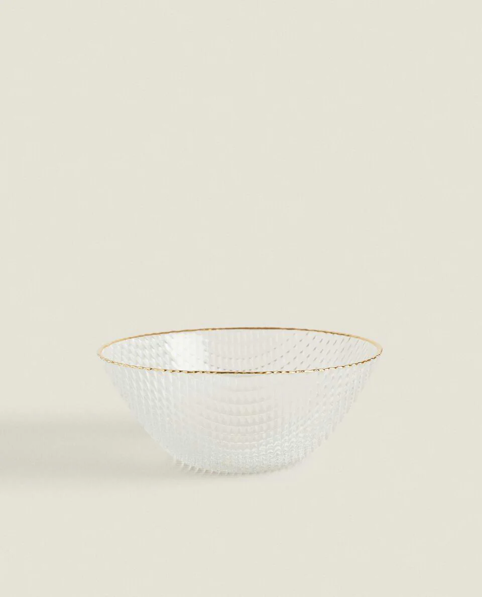 GLASS BOWL WITH RAISED DETAIL