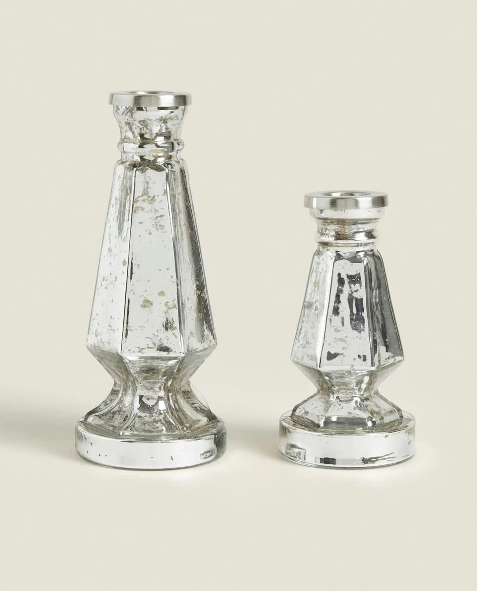 GEOMETRIC GLASS CHRISTMAS CANDLESTICK