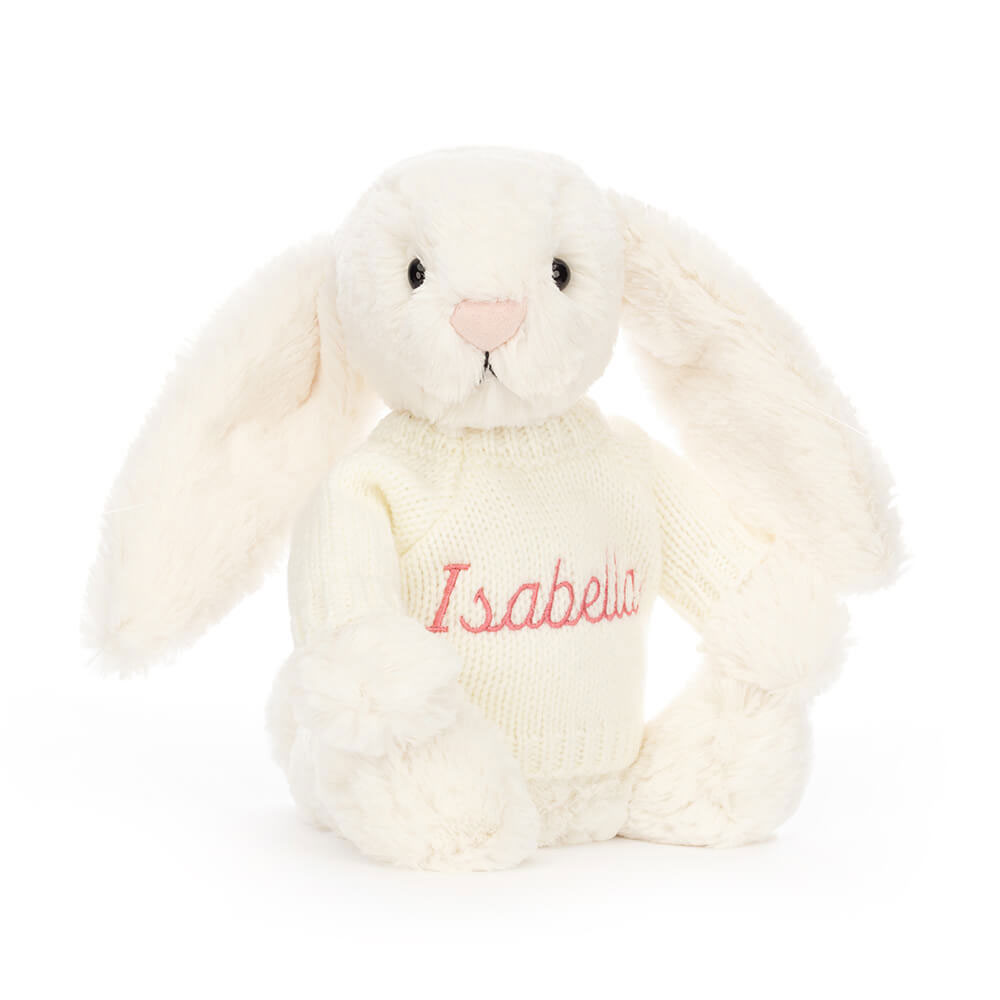 Bashful Cream Bunny With Personalised Cream Jumper