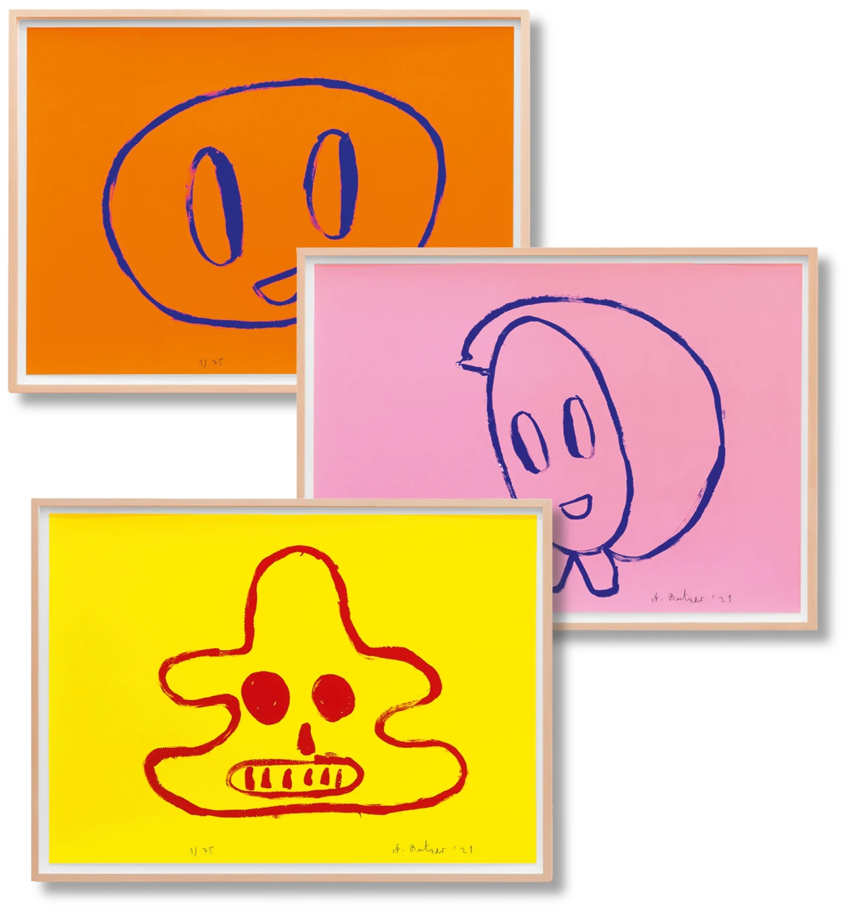 André Butzer. Set of 3 Screenprints ‘Untitled 1–3’, 2021