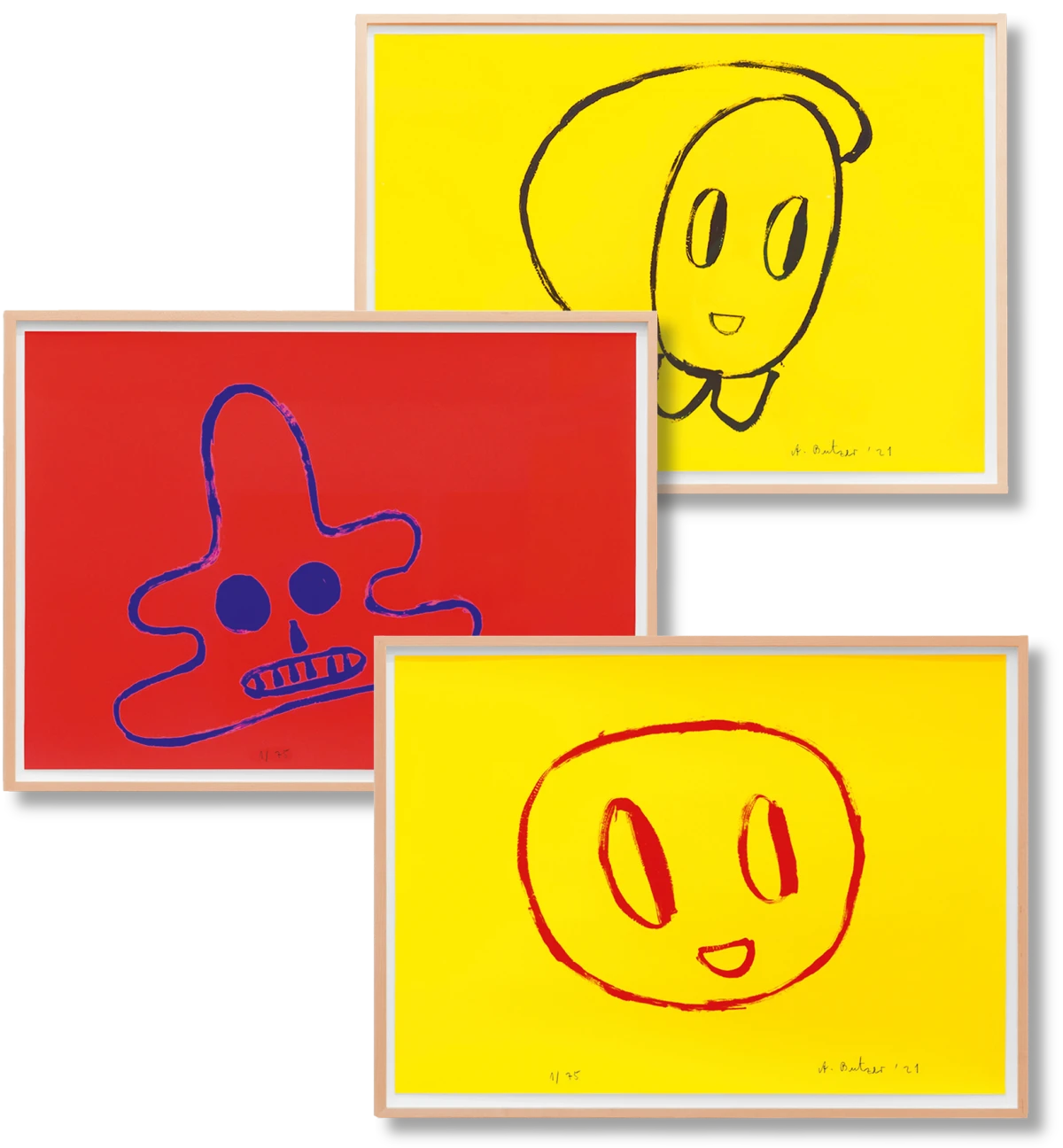 André Butzer. Set of 3 Screenprints ‘Untitled 7–9’, 2021