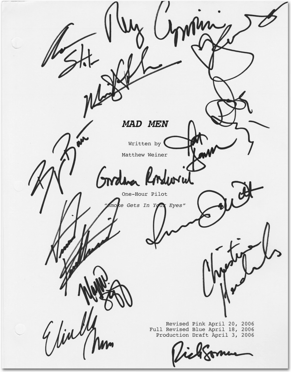 Matthew Weiner. Mad Men, Art Edition No. 501–512 (Signed Pilot Script Edition)