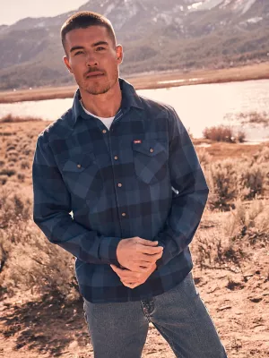 Men's Plaid Broken Twill Shirt in Indigo Buffalo