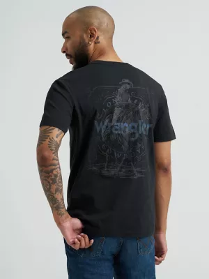 Men's Cowboy Back Graphic T-Shirt in Jet Black