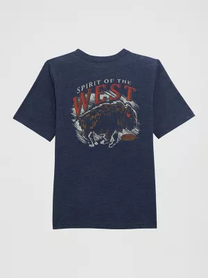 Boy's Wrangler Back Rodeo Graphic T-Shirt in Spirit Blue