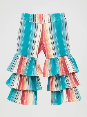 Little Girl's Printed Tiered Flare Jean in Stripe