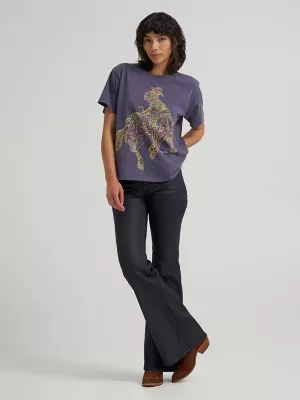 Women's Rodeo Horse Graphic Tee in Graystone