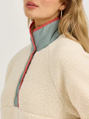 Women's Wrangler Retro® Half-Snap Sherpa Pullover in White