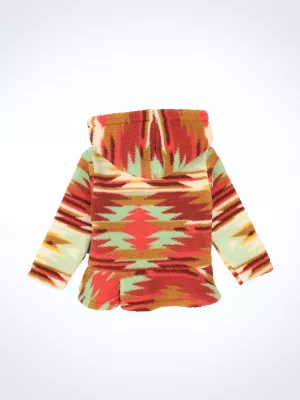 Little Girl's Ruffle Hem Sherpa Zip Jacket in Green