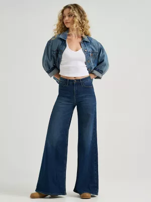 Women's High Rise Wide Leg Jean in Clover
