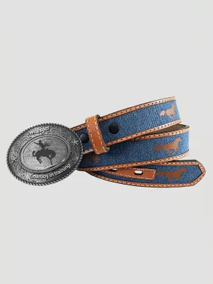 Boy's Denim Horses Buckle Belt in Denim