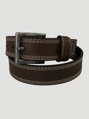 Men's Contrast Triple Stitch Belt in Brown