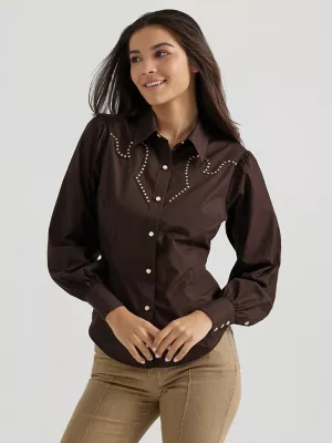 Wrangler® x Yellow Rose by Kendra Scott Rodeo Shirt in Mole Black