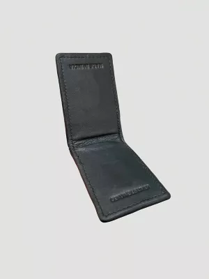Embossed Ostrich Leather Money Clip:Black:One Size
