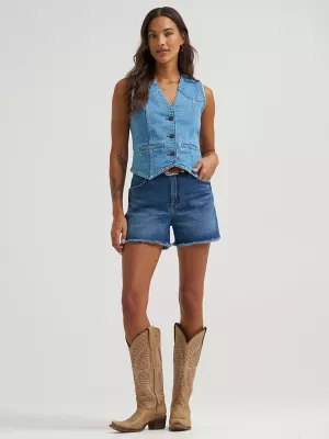 Women's Wrangler Denim Vest in Light Denim