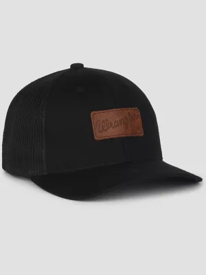 Wrangler Leather Patch Baseball Cap:Black:One Size