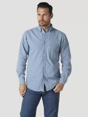 Wrangler Rugged Wear® Denim Basic Shirt in Stonewash