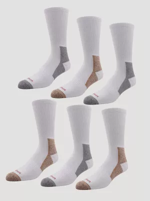 Mens Athletic Crew Sock 6 Pack:White:One Size