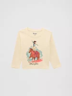 Little Girls Western Graphic LS Tee:Cowgirl White:6-9M