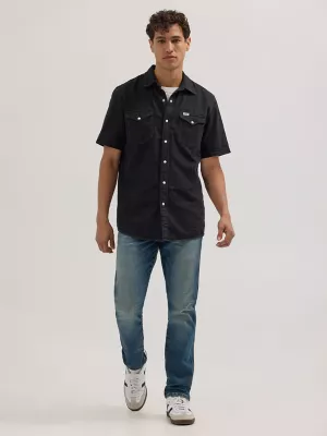 Men's Western Denim Shirt in Off Black
