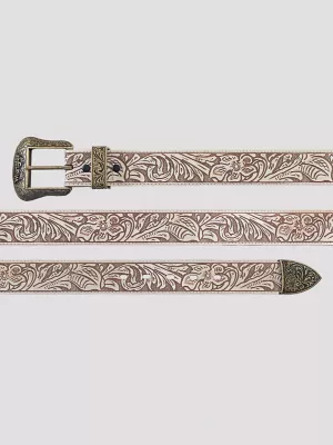 Women's 3 Piece Buckle Leather Belt in Off White